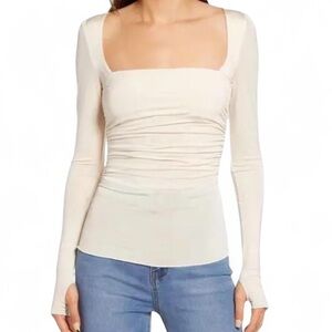 Free people intimately winding down square neck long sleeve top